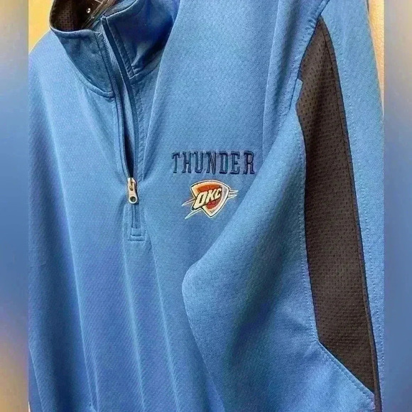 NBA Brand Men’s Oklahoma City Thunder 1/4 Zip Pullover Small Blue W/pockets EUC - Picture 5 of 8